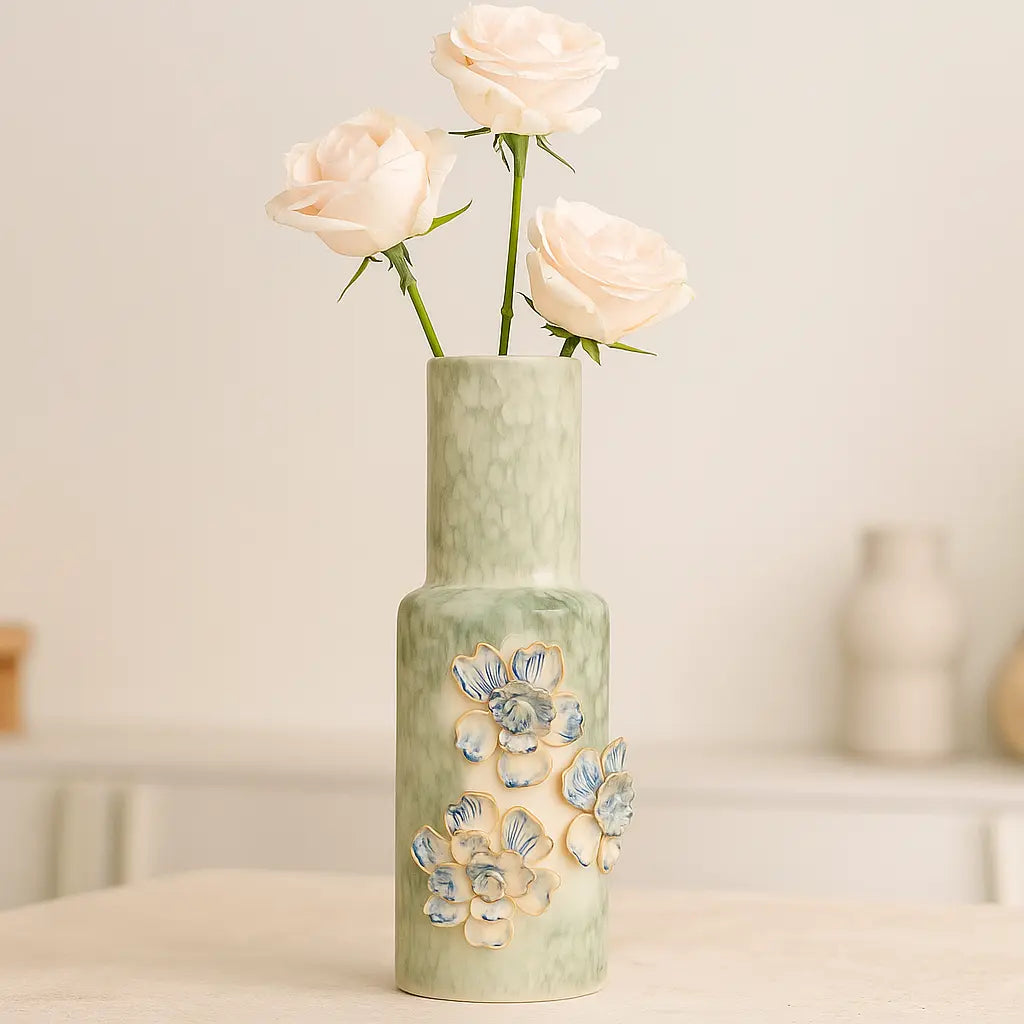 Vase Stoneware Blue 16,5x16,5x33,5 Sylvia Crystals Sp. z o.o.