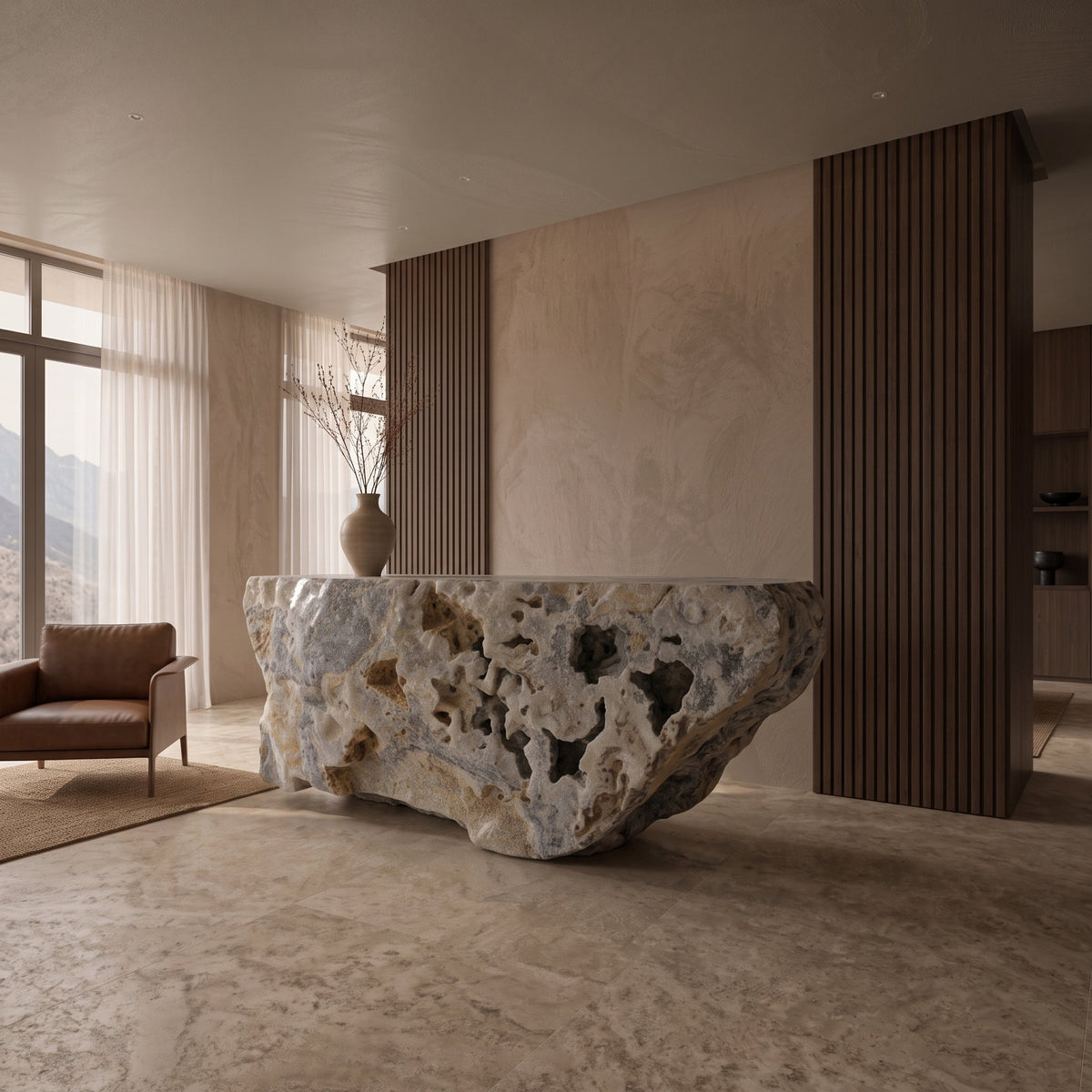 Calcite onyx bar counter 2450 × 500 × 1100 mm