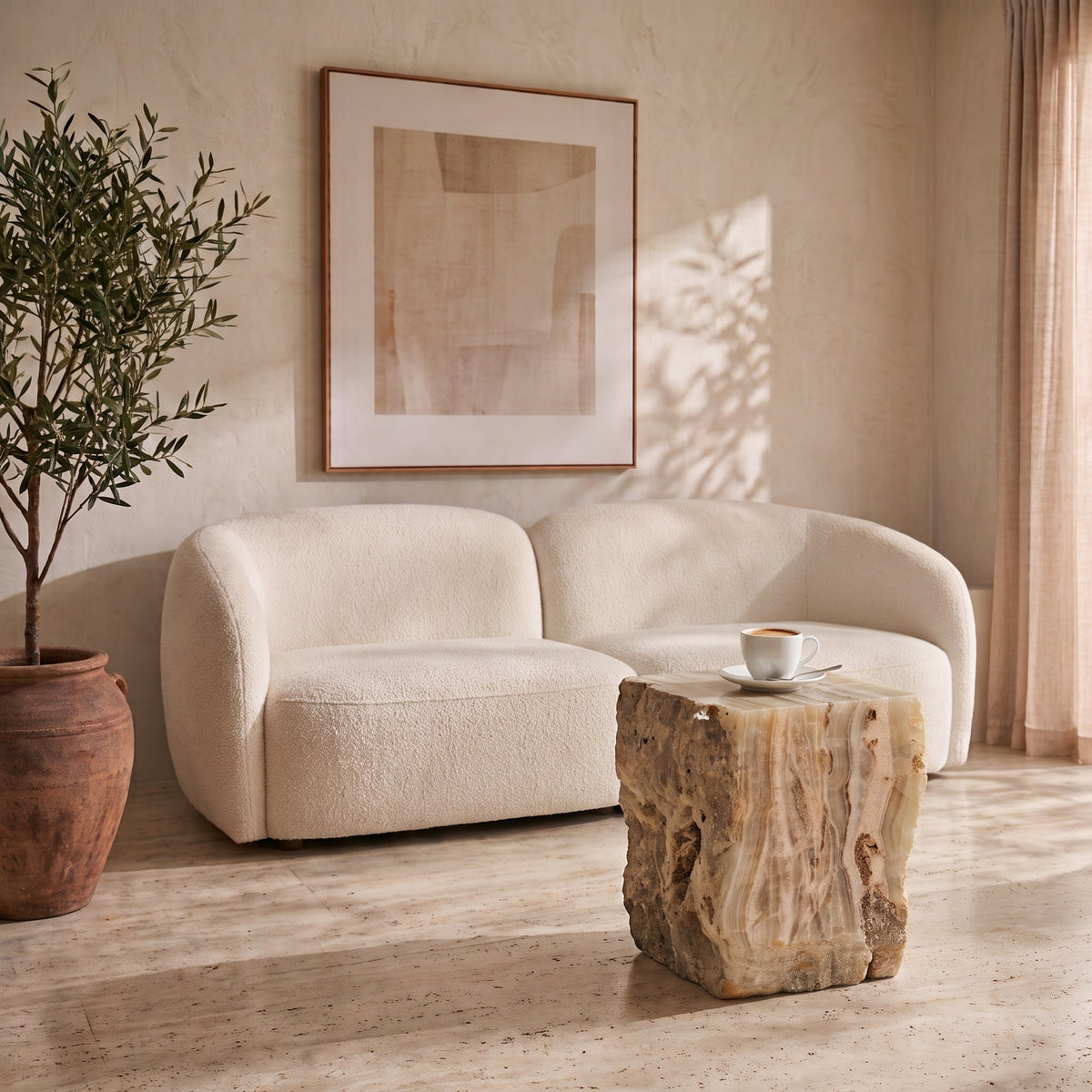 Calcite onyx plinth 430 × 500 × 330 mm