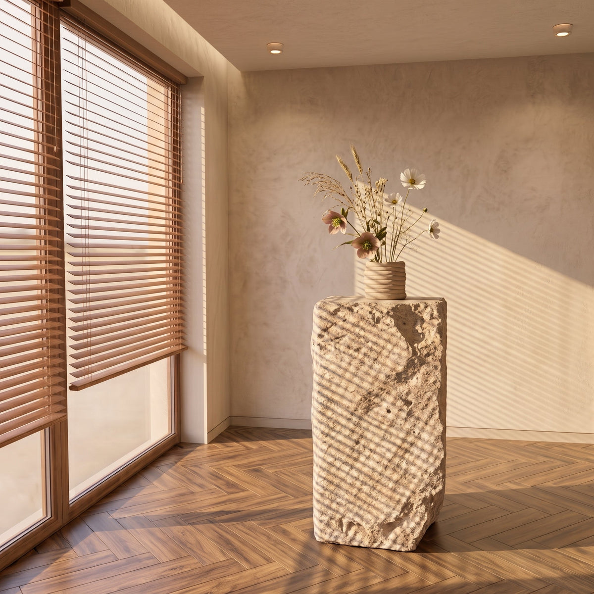 Calcite onyx plinth 450 × 1200 × 450 mm