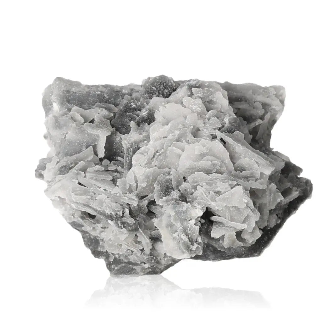 Grey chalcedony crystal showcasing its calming and harmonious energy, ideal for emotional balance and meditation.