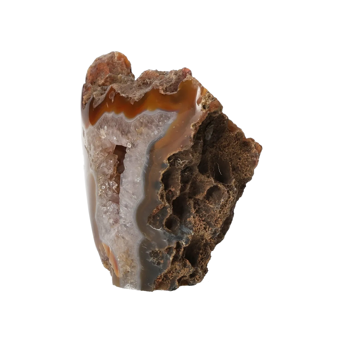 Semi polished Chalcedony with Quartz 10000405