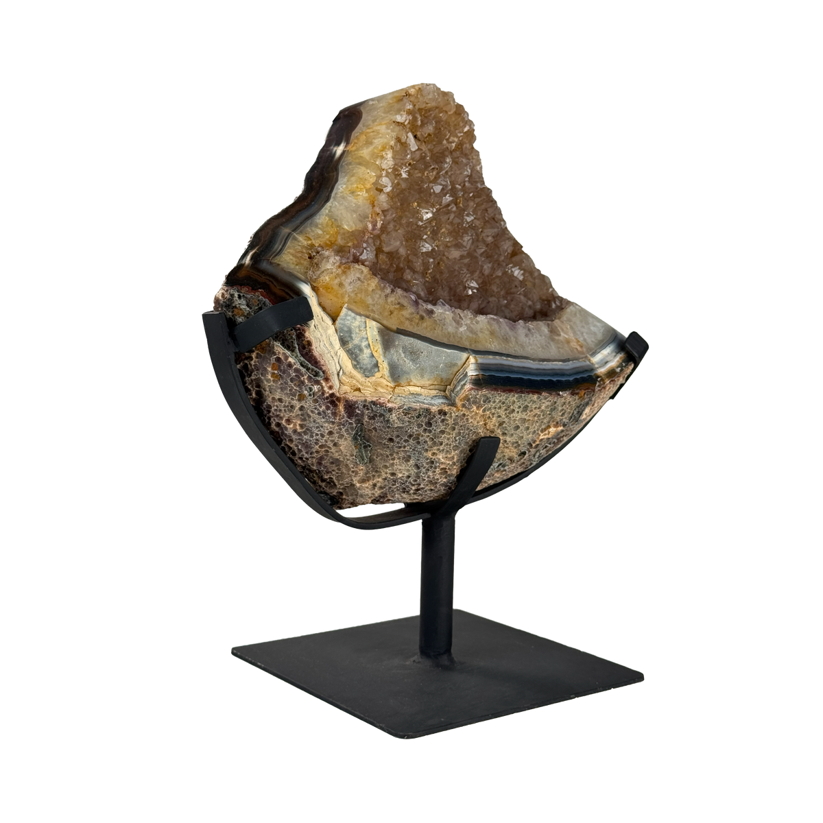 Semi Polished Agate On Metal Base