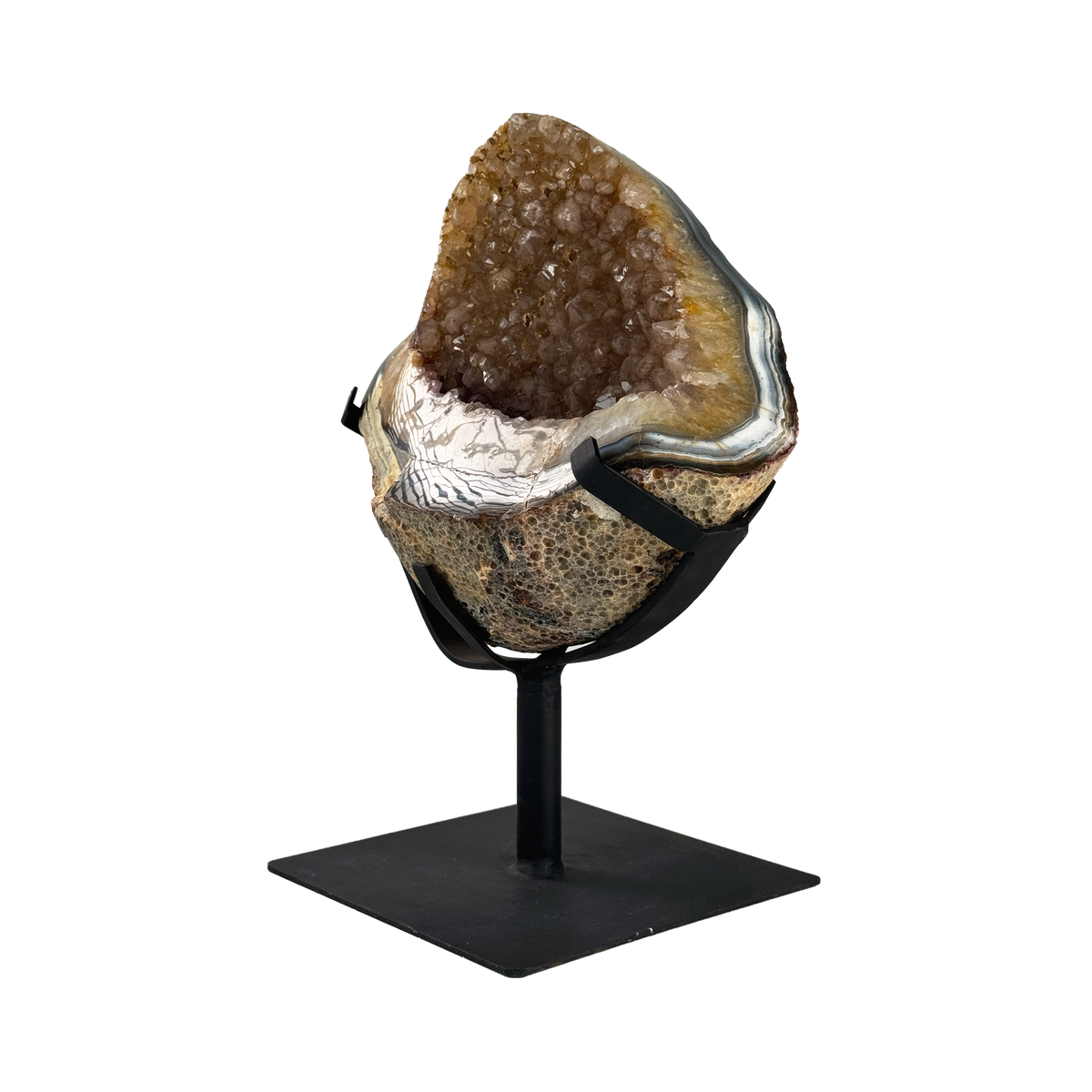 Semi Polished Agate On Metal Base
