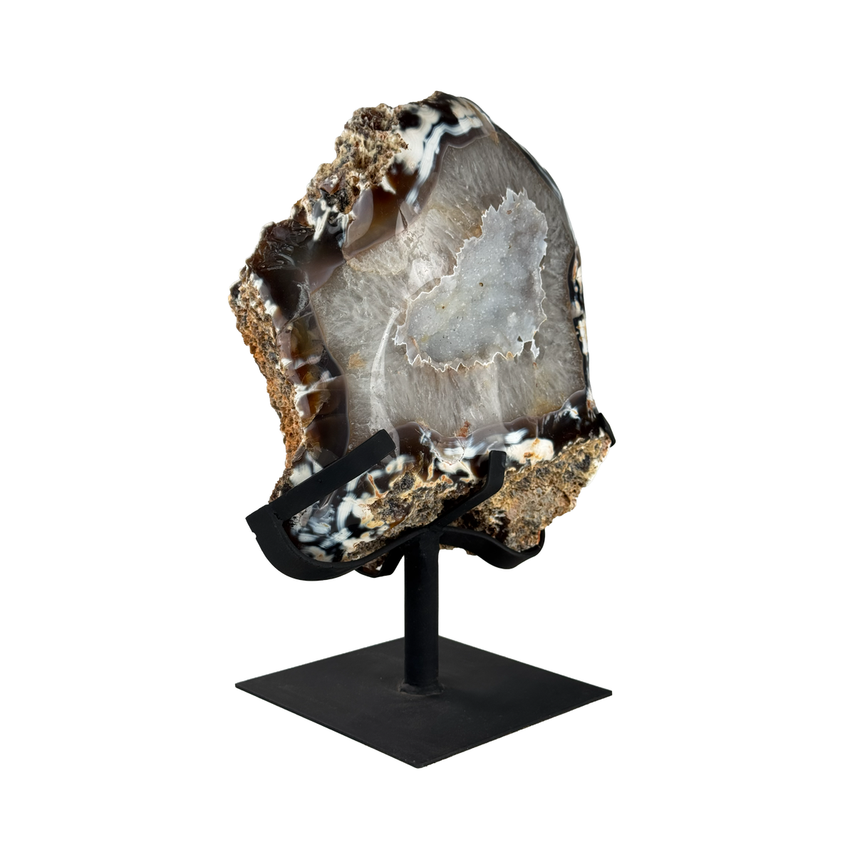 Semi Polished Agate On Metal Base