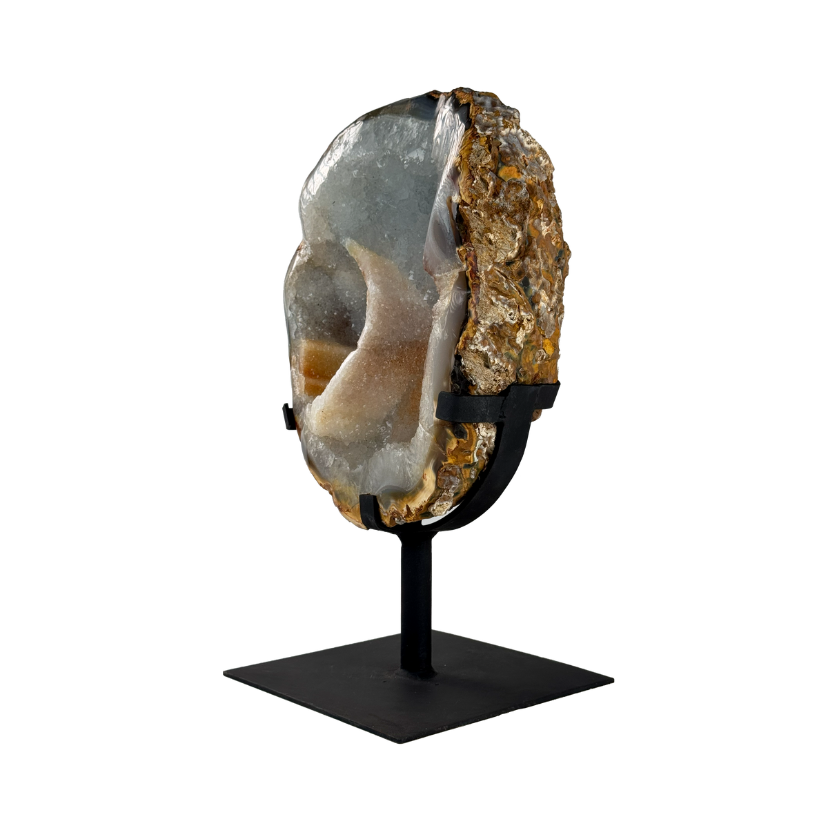 Semi Polished Agate On Metal Base