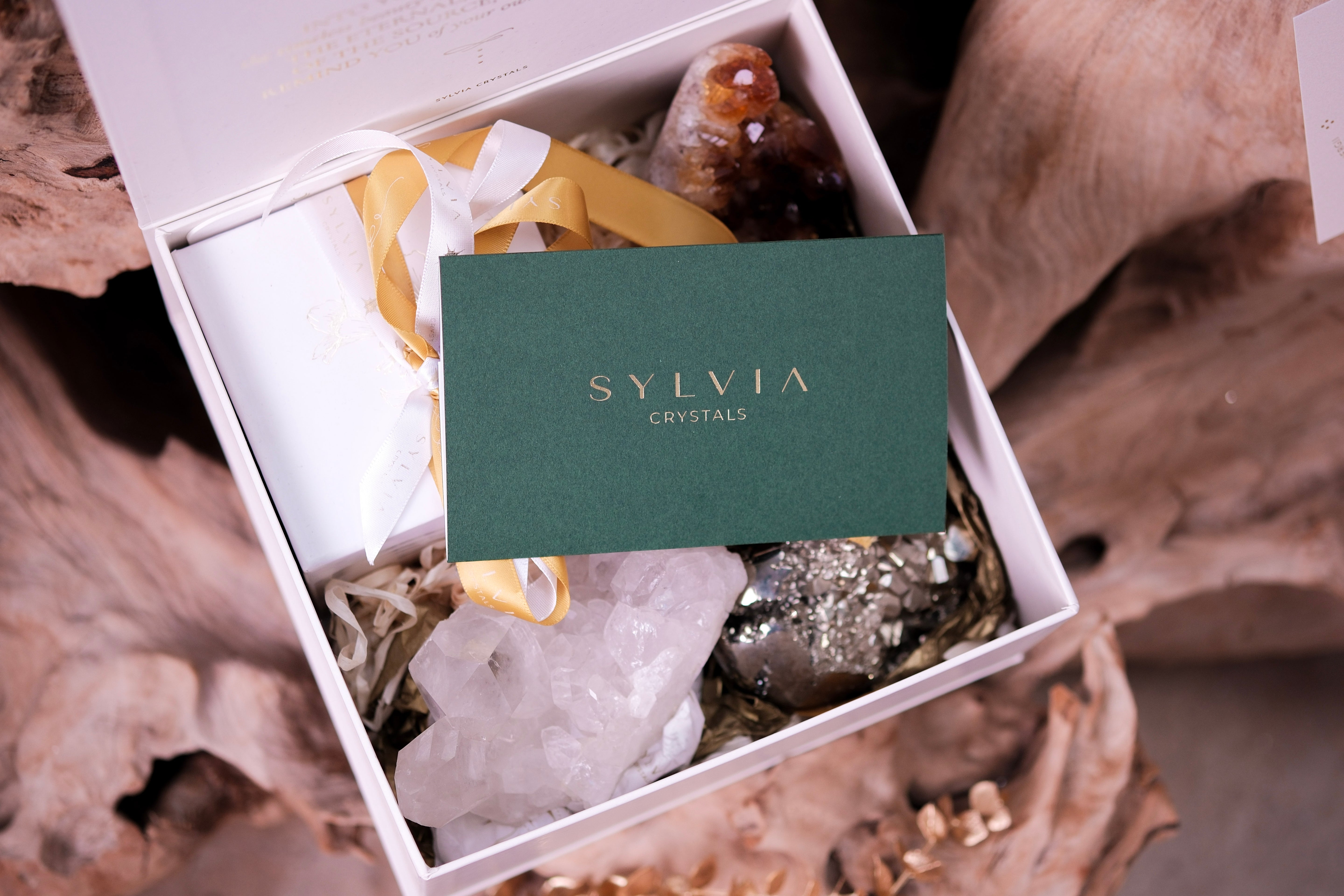 Wealth and Abundance Deluxe Christmas Box with crystals and Sylwia Romaniuk candle, by Sylvia Crystals.