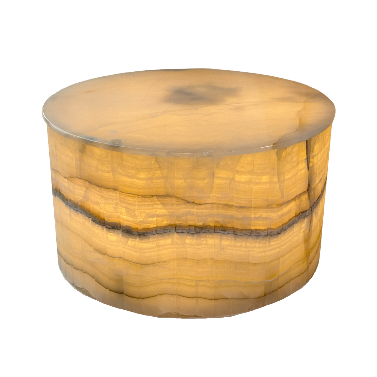 Coffee table in onyx 900 × 900 × 500 mm