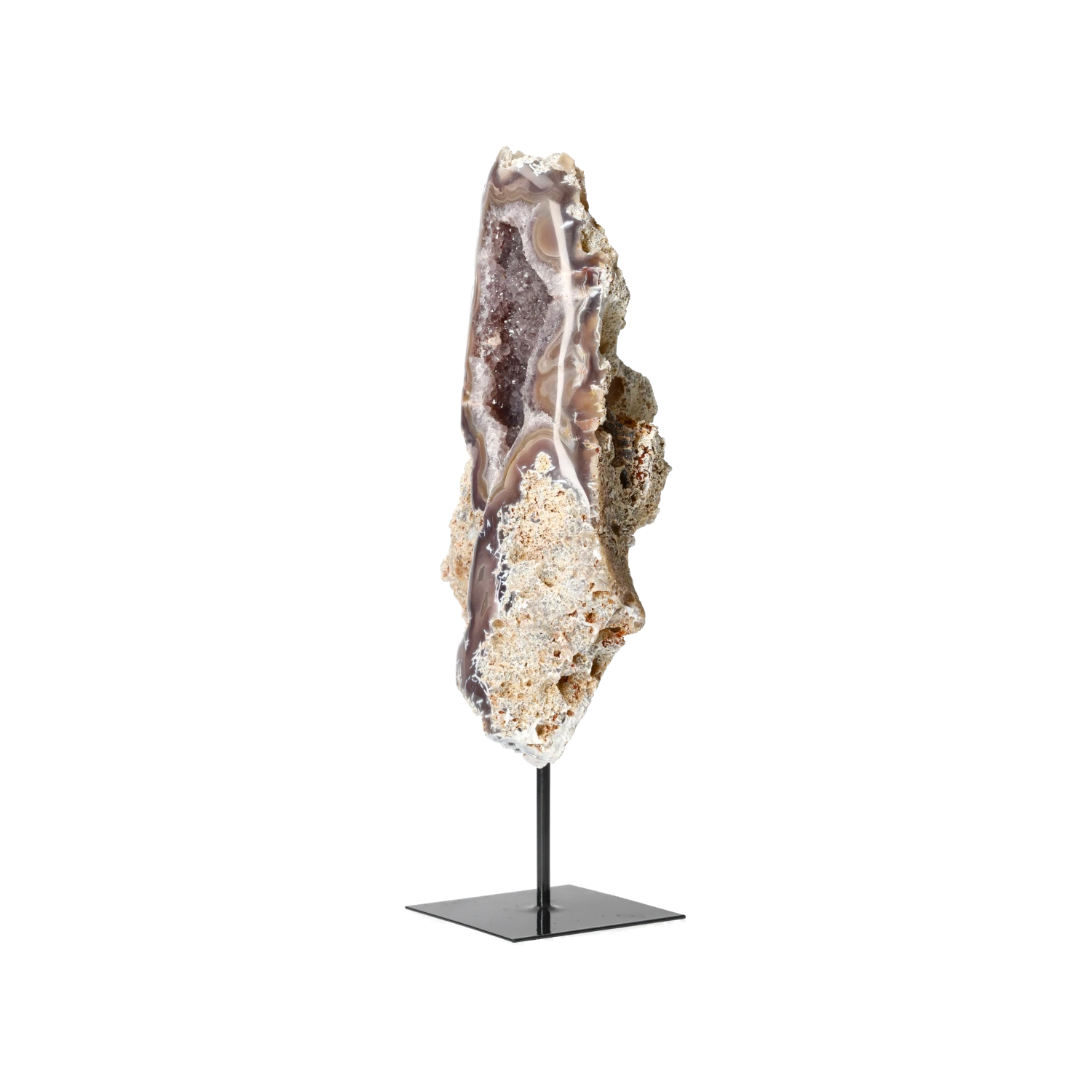 Agate Geode with Quartz on Stand 10000478
