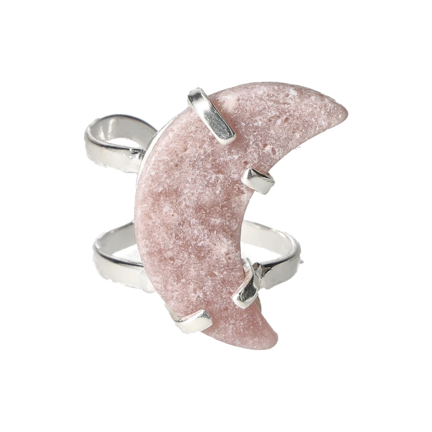 Rose Amethyst Moon Sterling Silver Ring