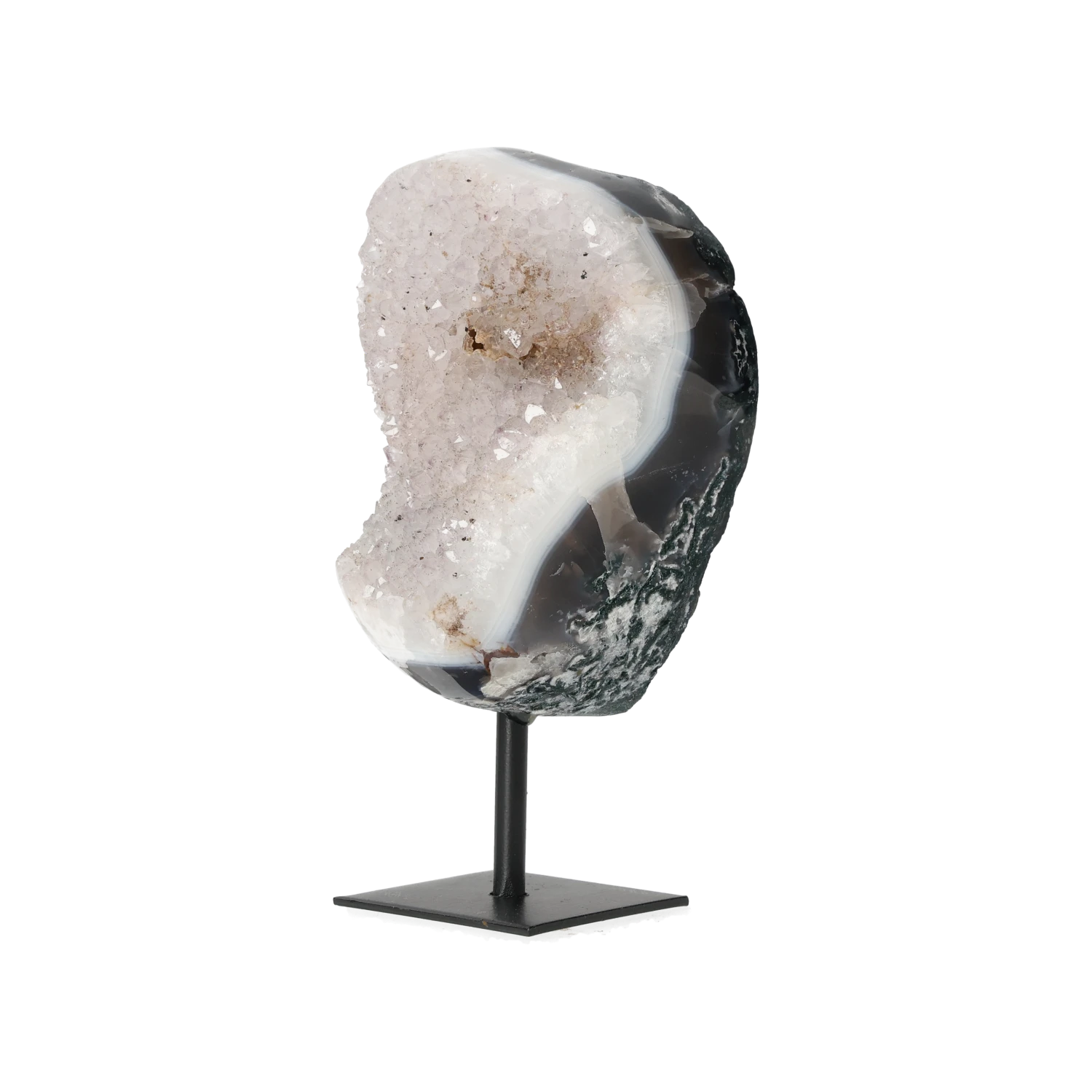 Agate Geode with Quartz on Stand 10000452