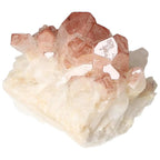 Quartz cluster with lithium crystals, featuring pinkish hues and natural formations from Sylvia Crystals known for calming energies.