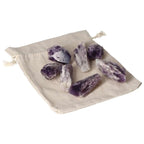 Amethyst Point M crystals on a pouch, stress-relief, energy-enhancing premium stones from Sylvia Crystals