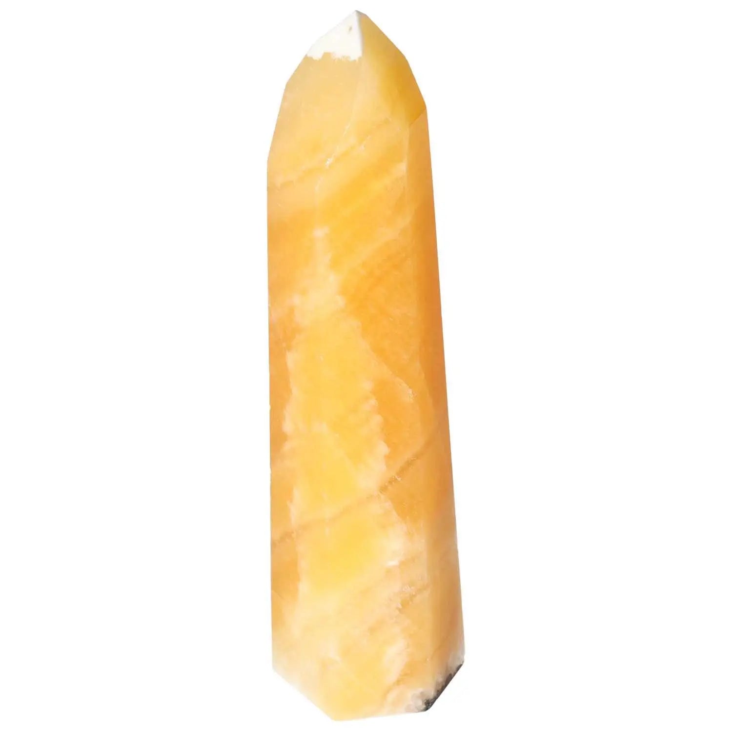 Mexican Calcite Obelisk by Sylvia Crystals, premium gem for personal growth, enhancing self-confidence and boosting motivation.