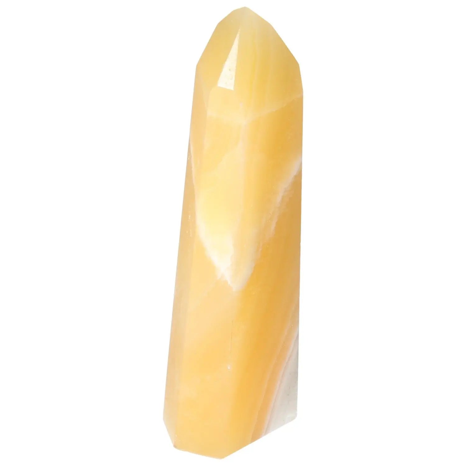 Mexican Calcite Obelisk from Sylvia Crystals, boosting confidence and motivation with its aesthetic luxury and spiritual essence.