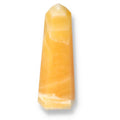 Mexican Calcite Obelisk by Sylvia Crystals, offering transformative energy and luxurious design for positivity and self-discovery.