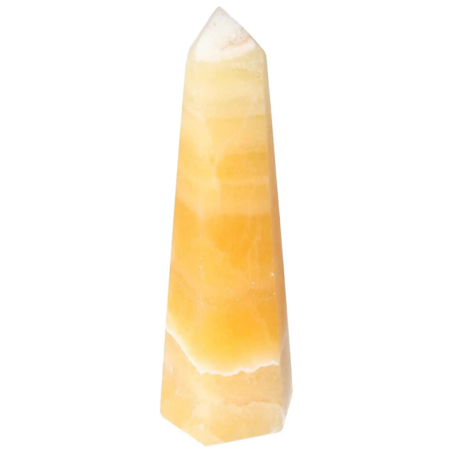 Mexican Calcite Obelisk from Sylvia Crystals, premium quality decor piece for enhancing self-confidence and motivation.