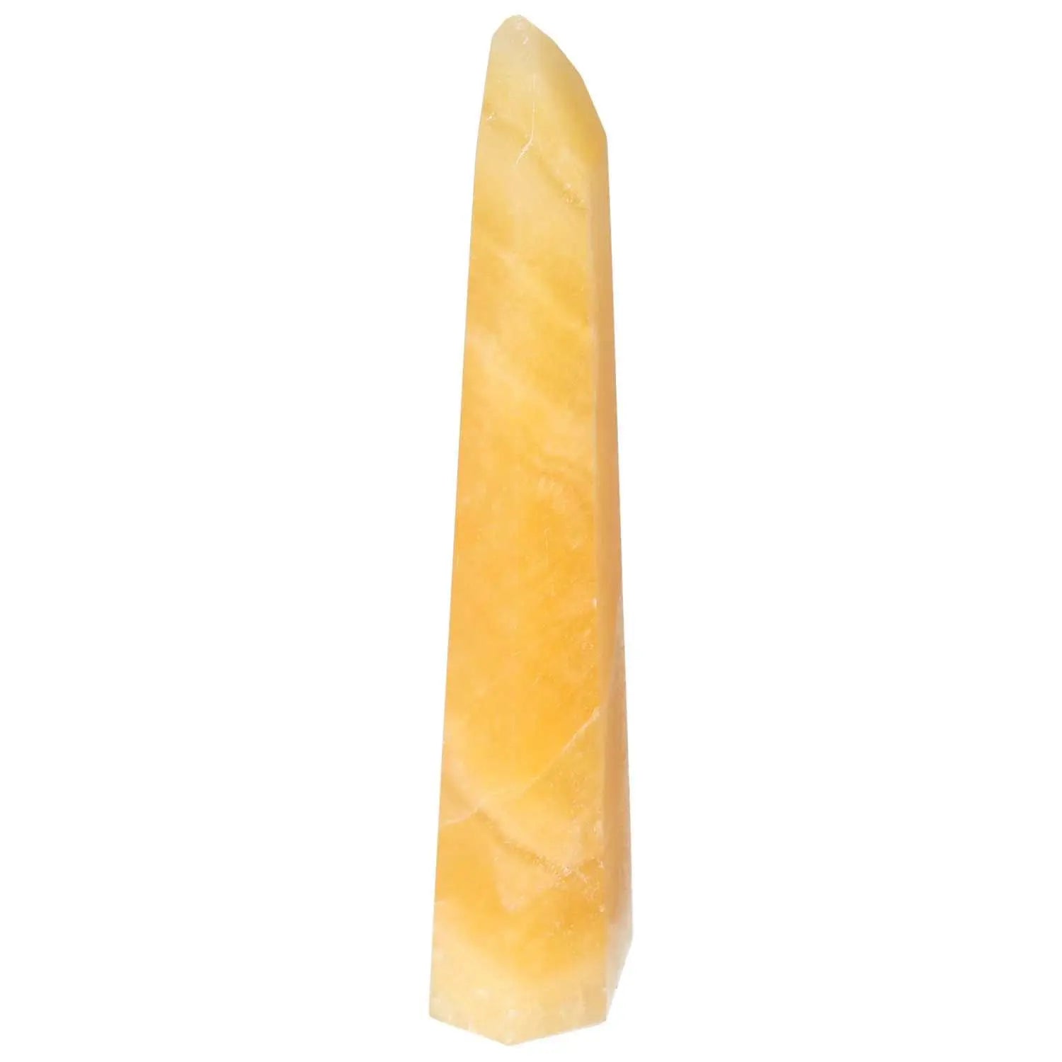 Mexican Calcite Obelisk by Sylvia Crystals, symbolizing growth and motivation, for crystal collection enhancement.