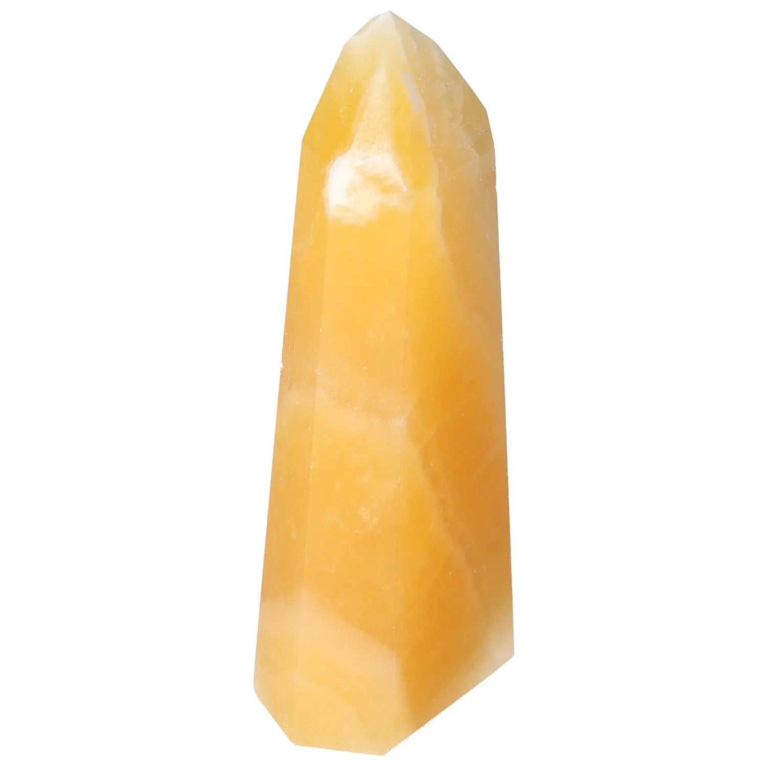 Mexican Calcite Obelisk, luxury crystal for self-confidence and motivation from Sylvia Crystals, ideal for spiritual growth.