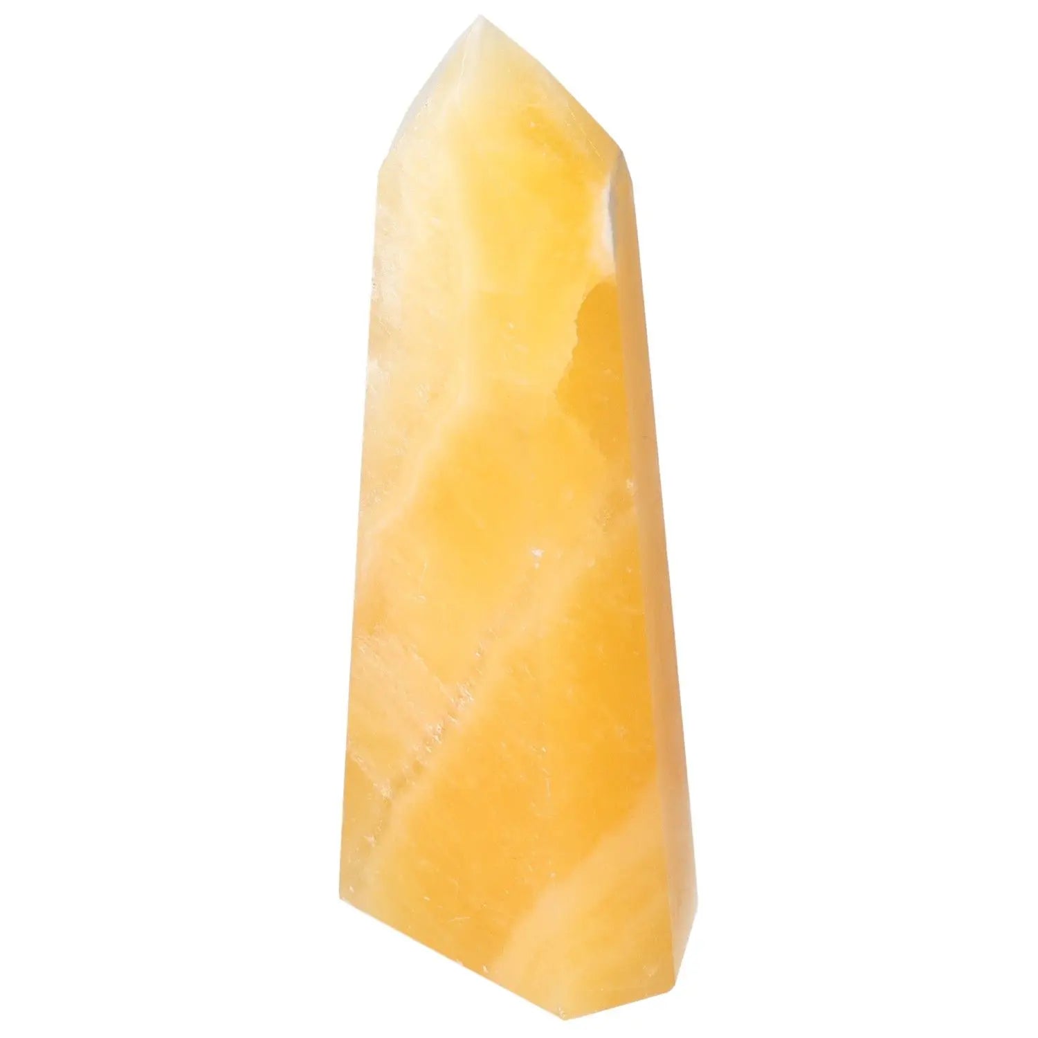 Mexican Calcite Obelisk from Sylvia Crystals, luxury and spiritual growth tool for self-confidence and prosperity.