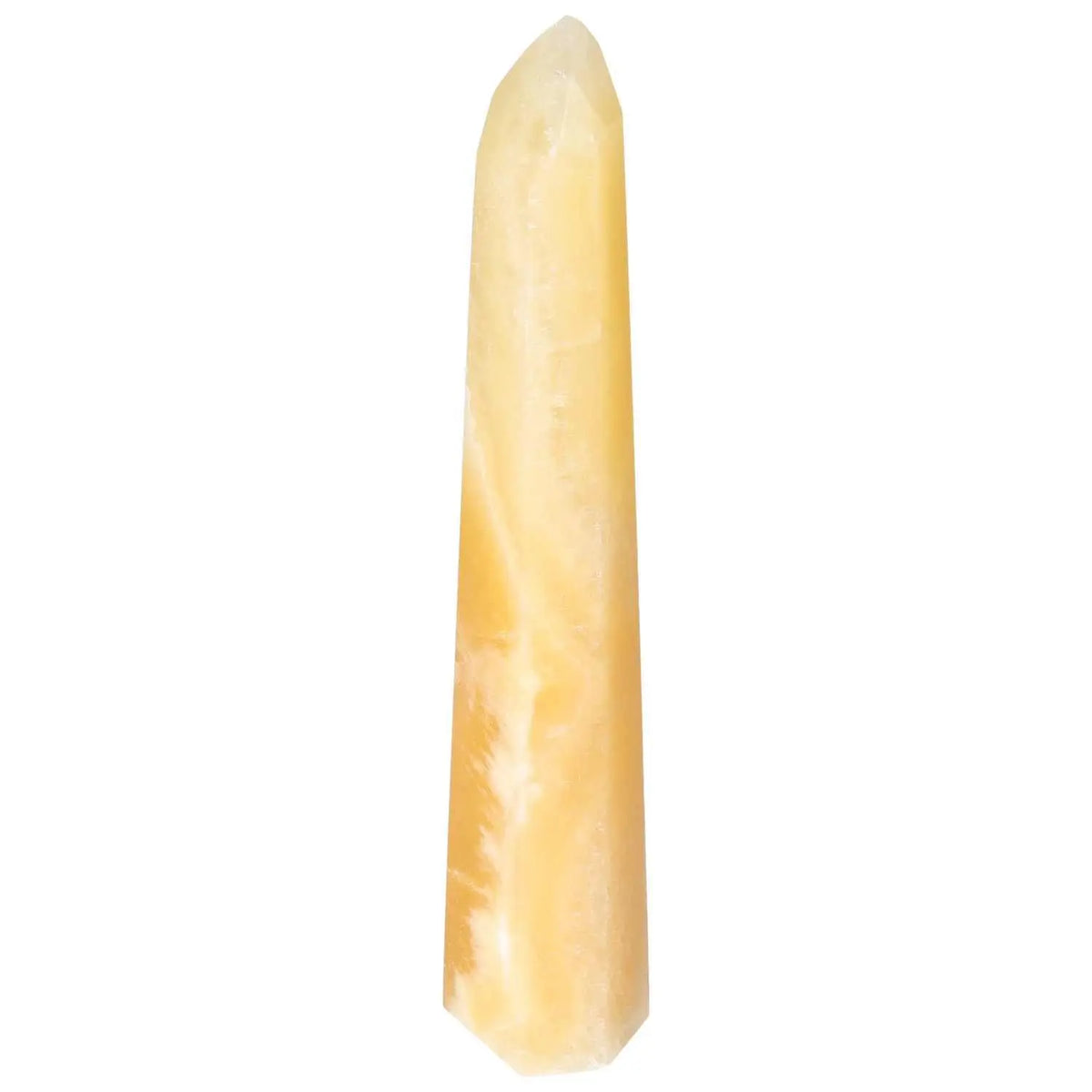 Mexican Calcite Obelisk from Sylvia Crystals, enhancing self-confidence and motivation, perfect for personal and spiritual growth.