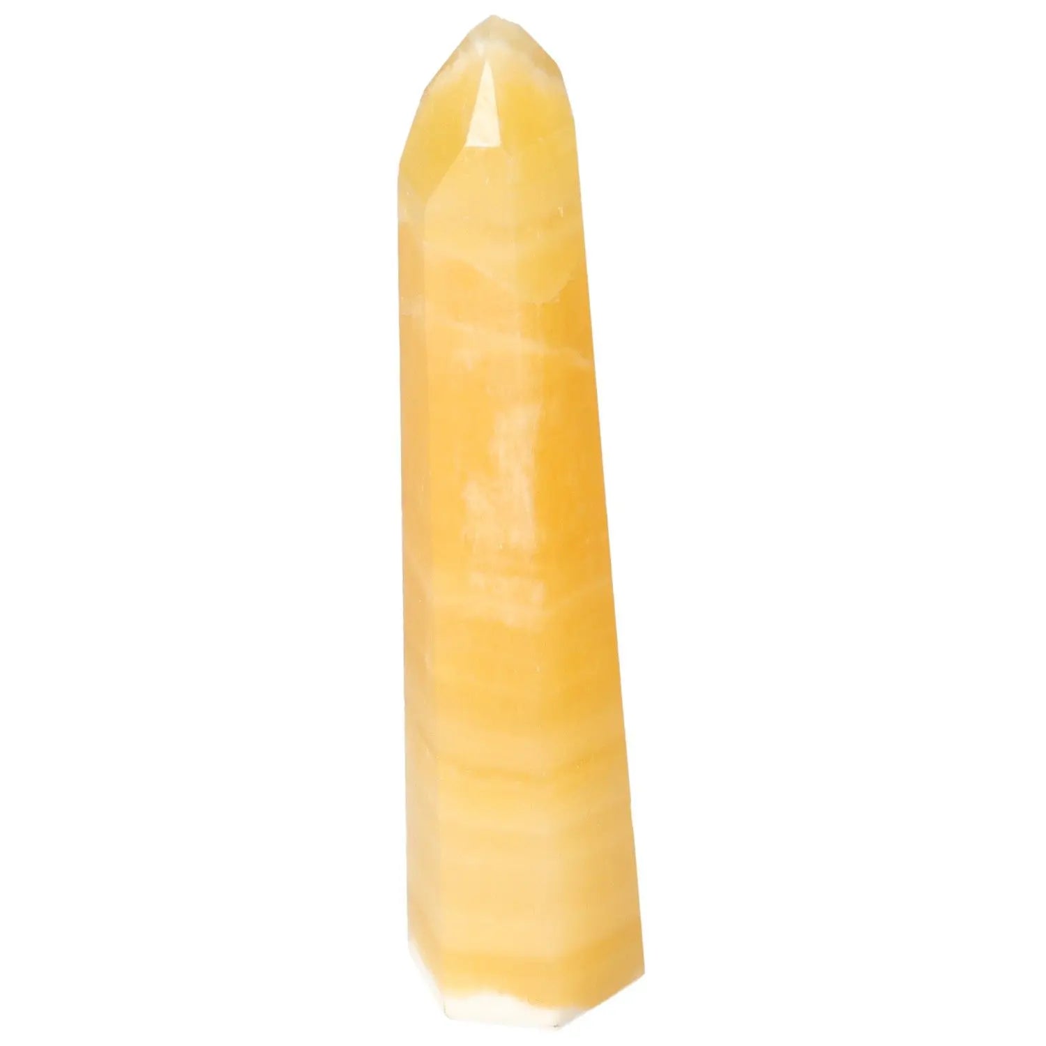 Elegant Mexican Calcite Obelisk, perfect for spiritual empowerment and personal development from Sylvia Crystals.