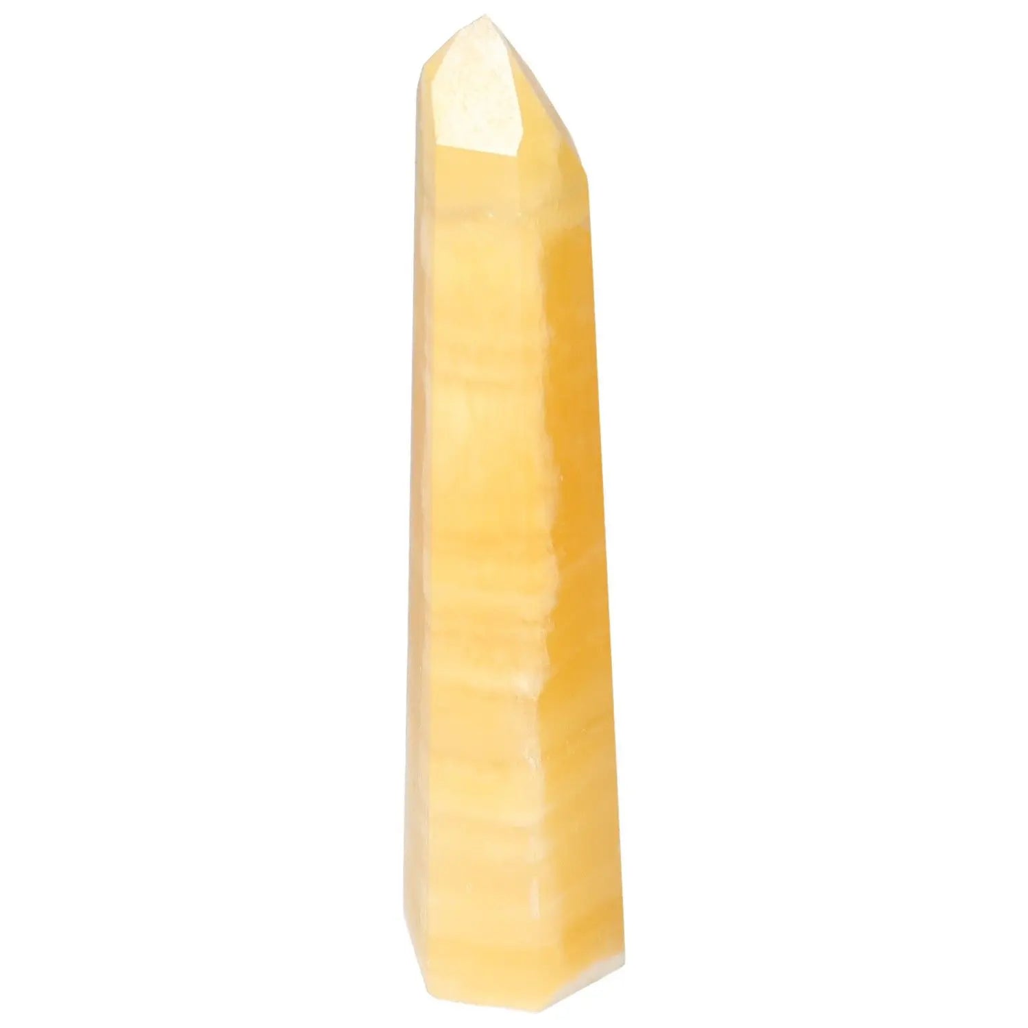 Mexican Calcite Obelisk from Sylvia Crystals, enhancing self-confidence and motivation with its spiritual elegance.
