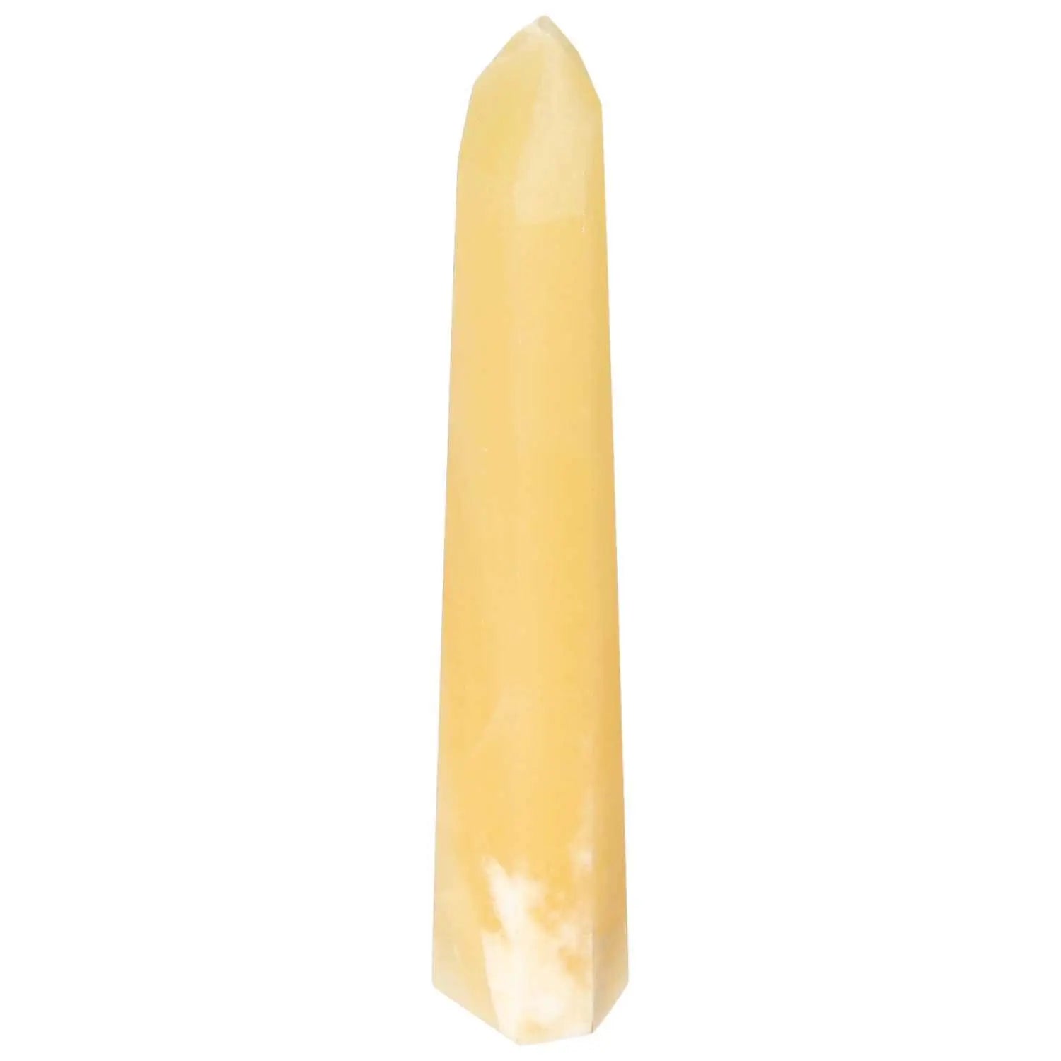 Mexican Calcite Obelisk for personal growth, handpicked by Sylvia Crystals. Boosts self-confidence and motivation. Ideal decorative piece.