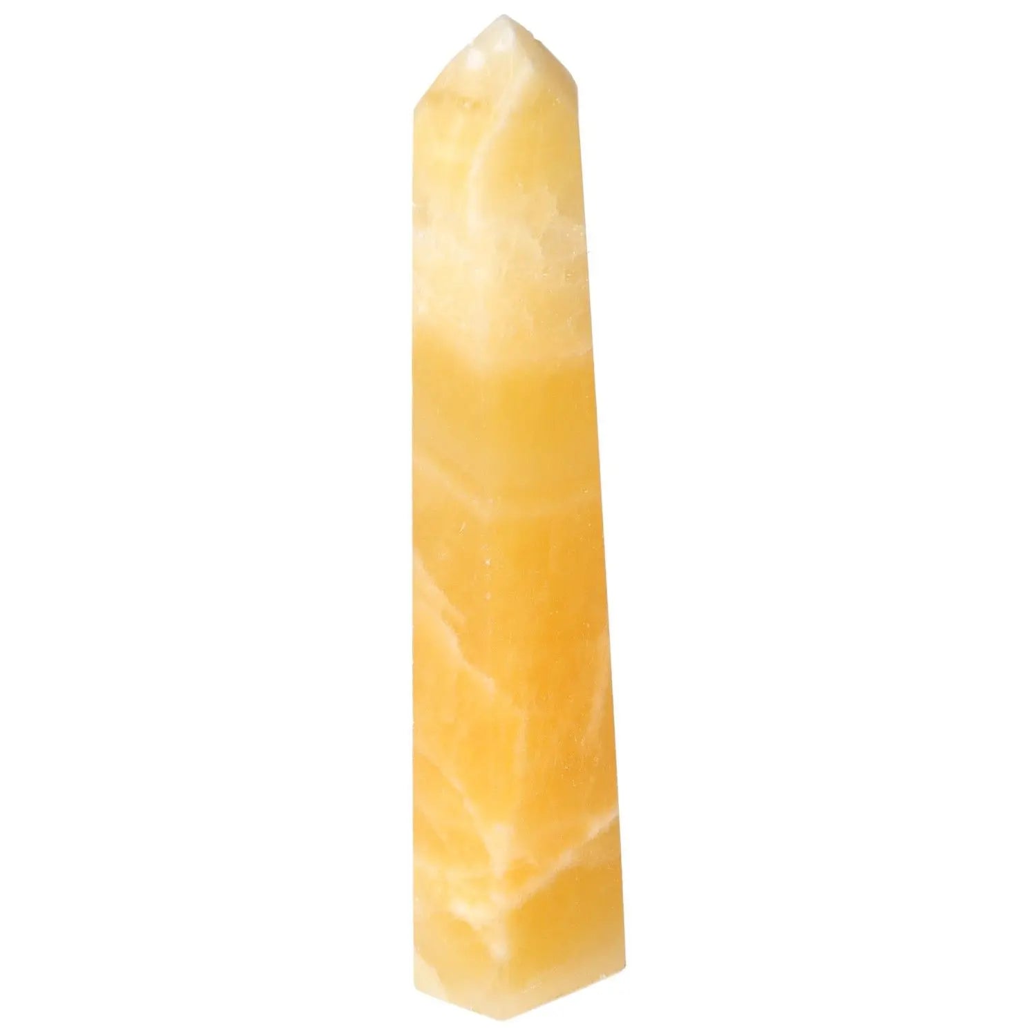 Mexican Calcite Obelisk from Sylvia Crystals, enhancing motivation and positive energy, premium quality and authenticity.