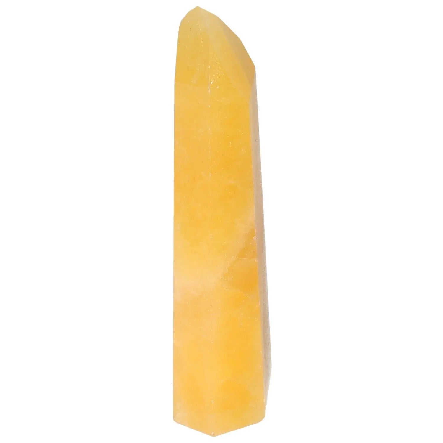 Elegant Mexican Calcite Obelisk from Sylvia Crystals, perfect for energy transformation and spiritual enhancement.