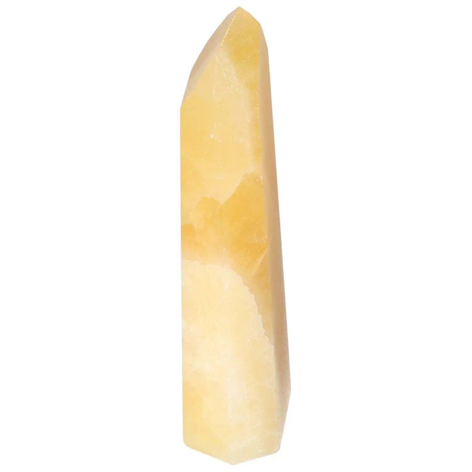 Mexican Calcite Obelisk from Sylvia Crystals, a premium spiritual tool and elegant decor, handpicked for energy transformation.