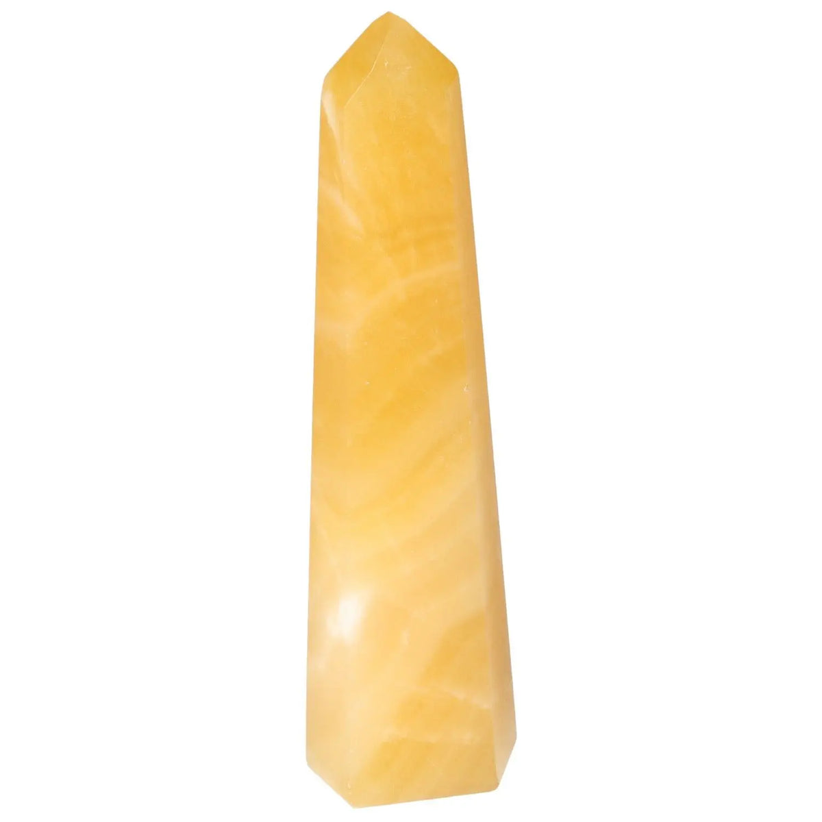 Mexican Calcite Obelisk by Sylvia Crystals, a luxurious decorative piece ideal for spiritual growth and personal transformation.