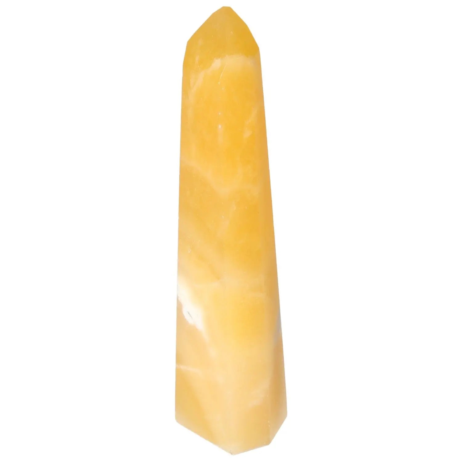 Mexican Calcite Obelisk by Sylvia Crystals, a luxurious and spiritual decorative item for personal growth and transformation.