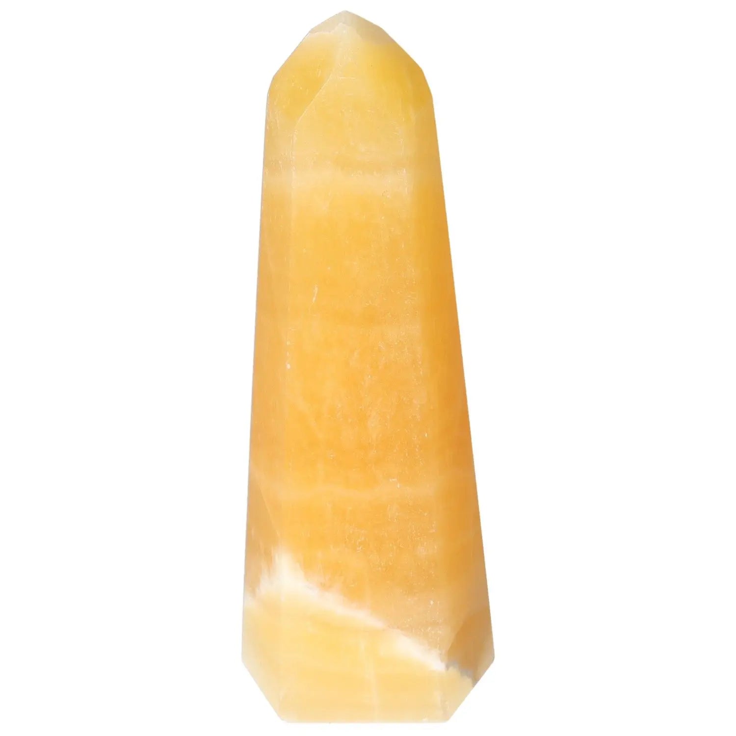 Mexican Calcite Obelisk from Sylvia Crystals, enhancing positivity and self-confidence.