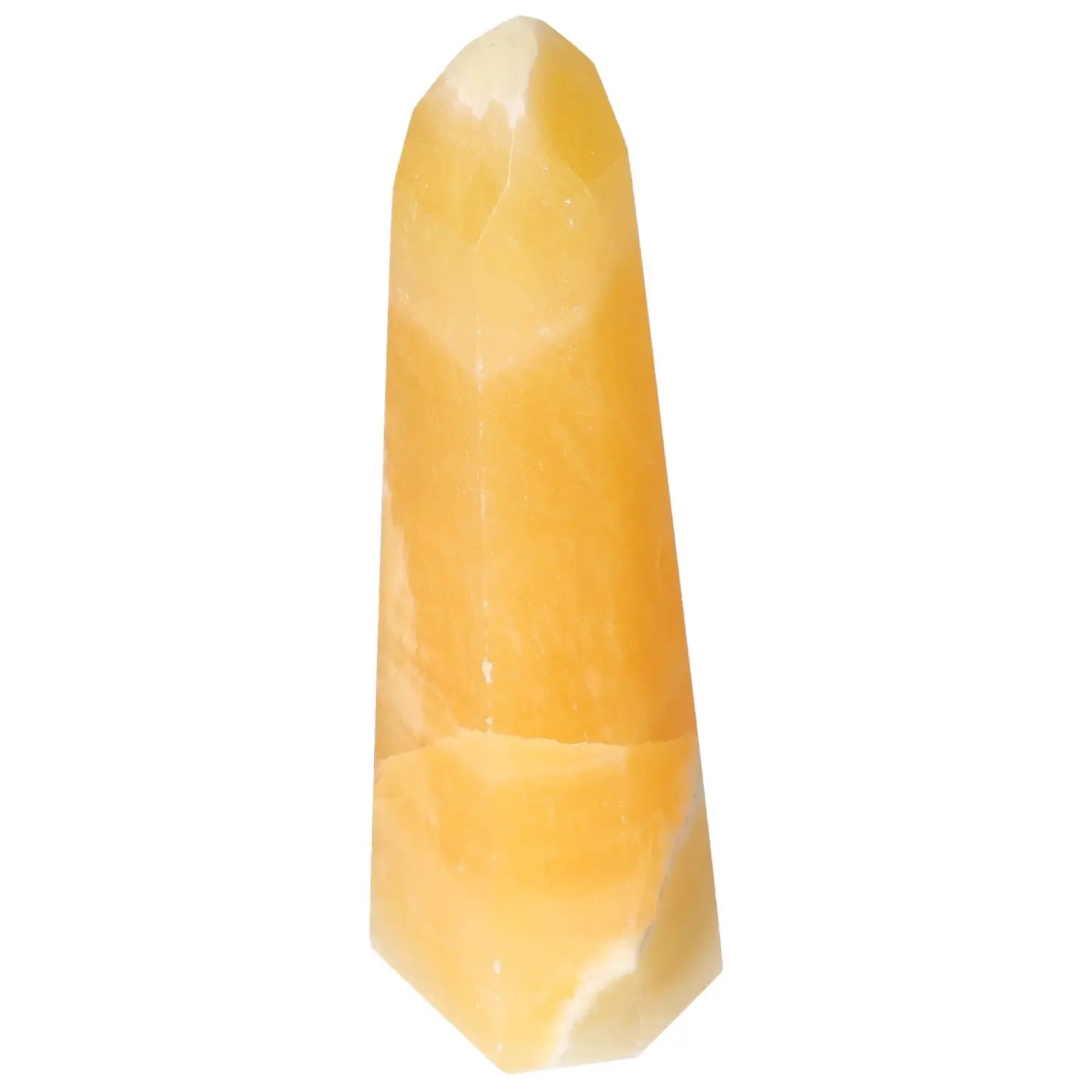 Mexican Calcite Obelisk from Sylvia Crystals, a premium decorative crystal enhancing positivity and self-confidence.