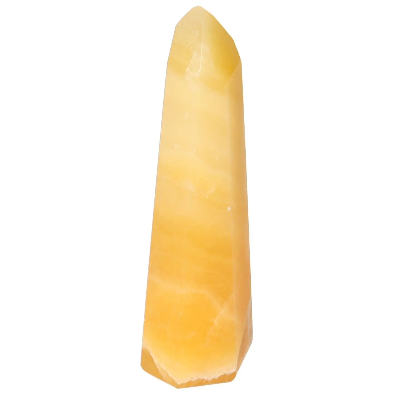 Mexican Calcite Obelisk by Sylvia Crystals, enhances self-confidence and goal achievement, perfect for students and professionals.