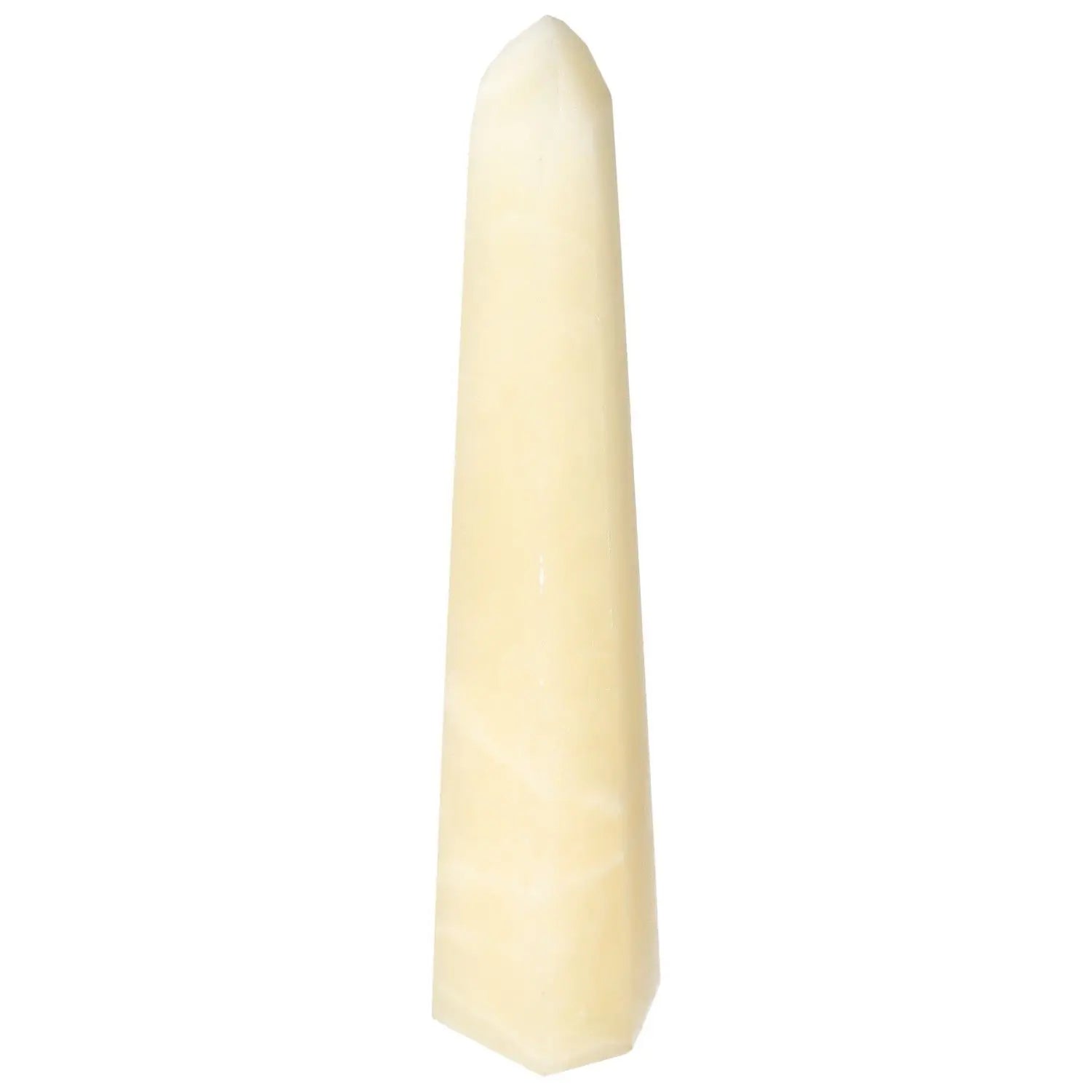 Mexican Calcite Obelisk by Sylvia Crystals enhances spiritual harmony, fostering confidence and motivation for personal growth.