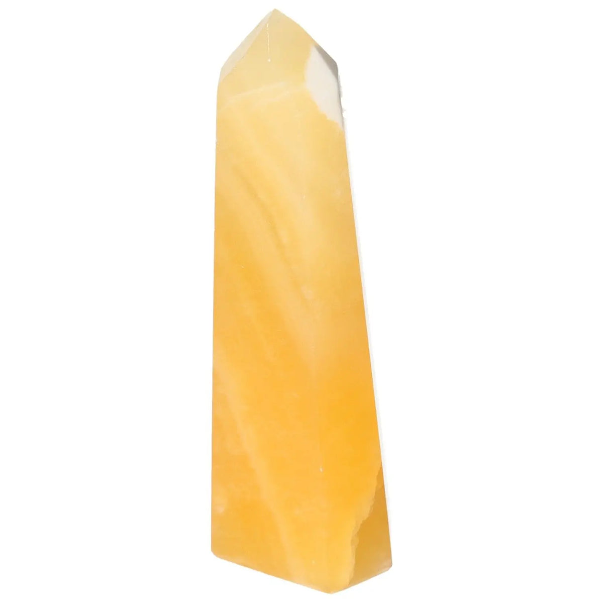 Mexican Calcite Obelisk from Sylvia Crystals, a luxury crystal enhancing self-confidence and motivation, perfect for spiritual ascension.