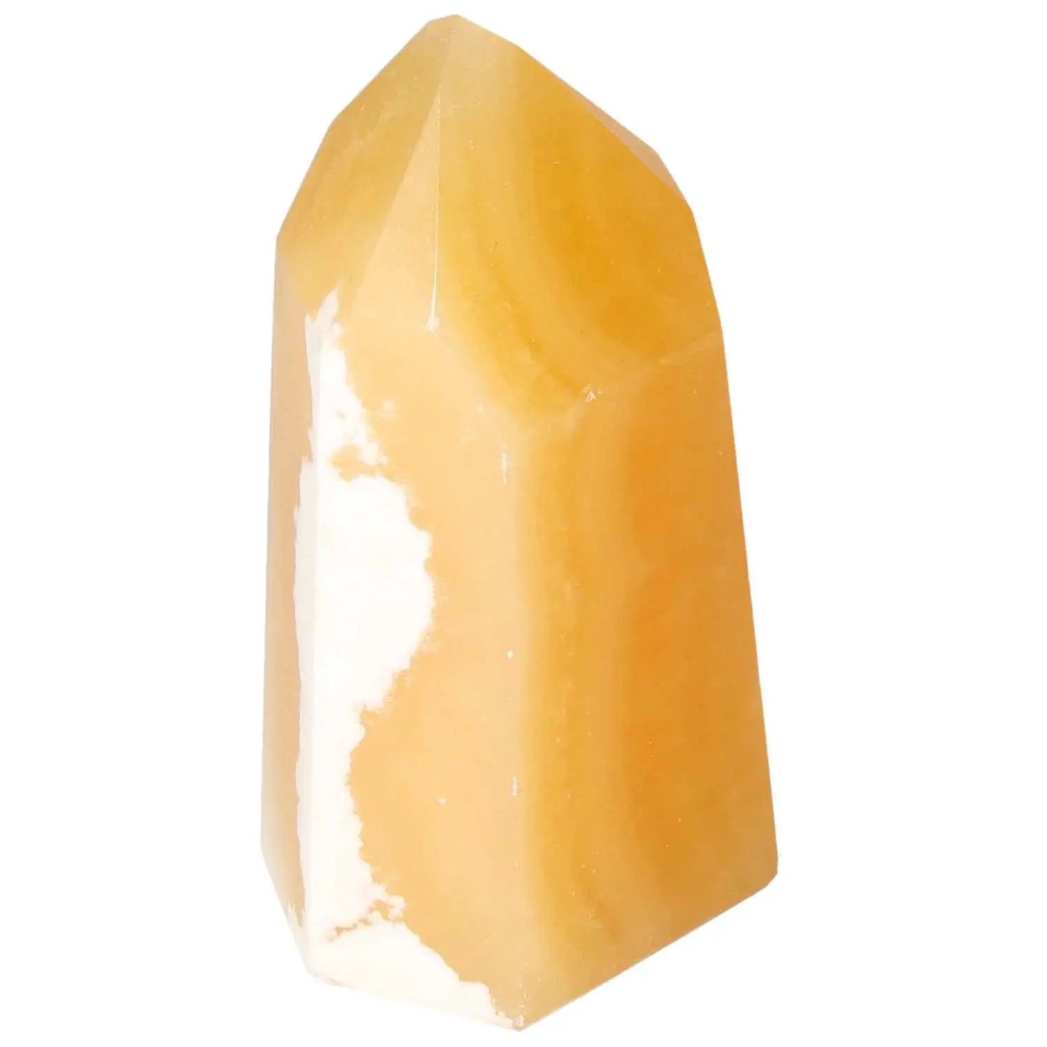 Mexican Calcite Obelisk by Sylvia Crystals, enhancing self-confidence and motivation with premium craftsmanship.