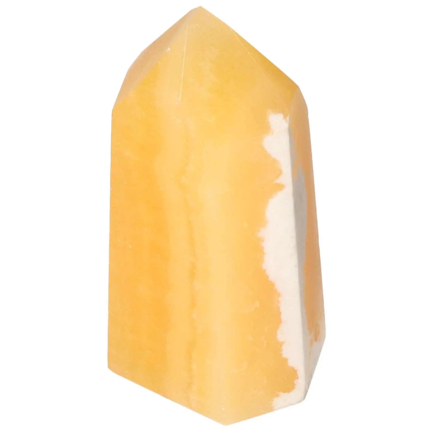 Mexican Calcite Obelisk by Sylvia Crystals, a luxury decorative piece promoting self-confidence and spiritual growth.