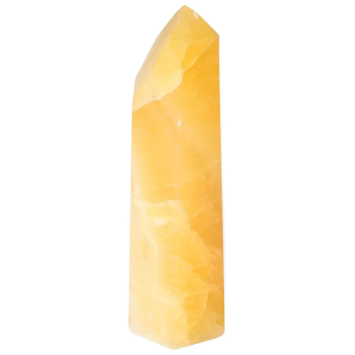 Mexican Calcite Obelisk by Sylvia Crystals, enhancing motivation and focus with natural earth energies.