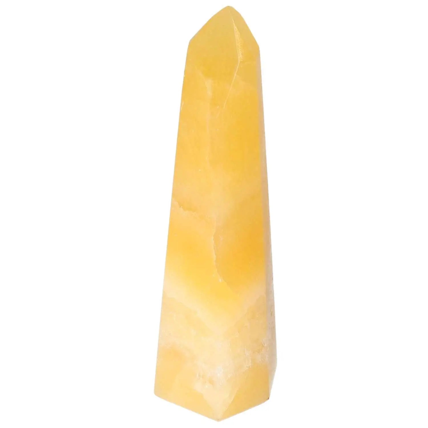 Luxury Mexican Calcite Obelisk from Sylvia Crystals, symbolizing transformation and boosting self-confidence.