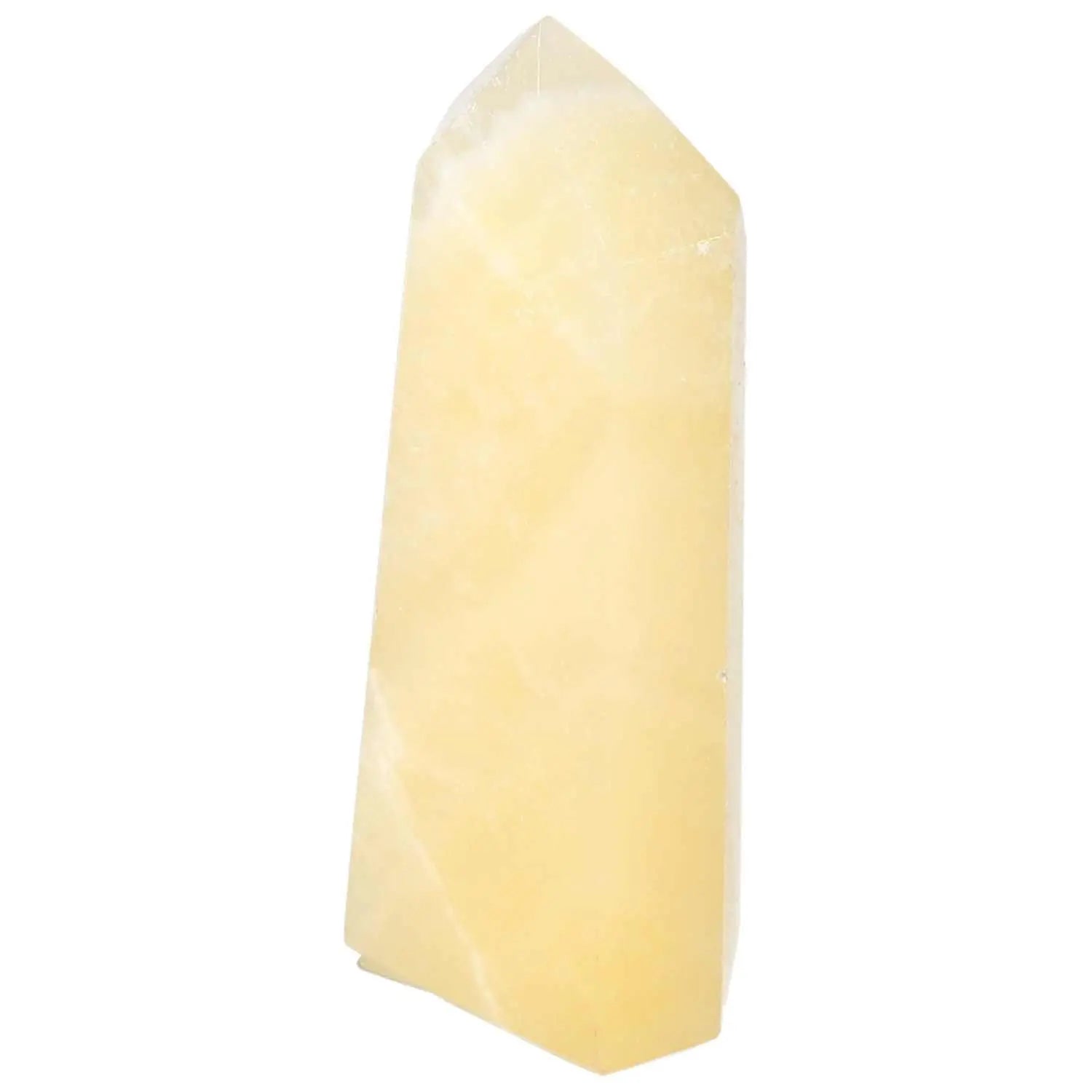 Mexican Calcite Obelisk from Sylvia Crystals, premium handcrafted crystal for self-confidence and motivation.