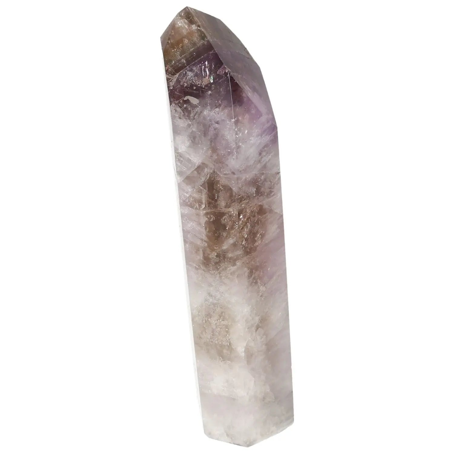 Seven Point Polished Amethyst crystal from Sylvia Crystals, known for stress relief and energy rejuvenation, standing upright.