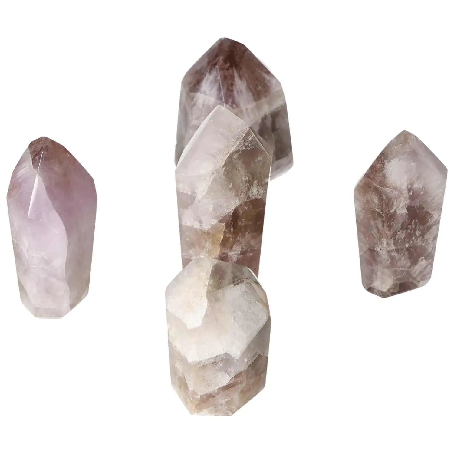 Seven Point Polished Amethyst crystals enhancing tranquility and focus, premium quality by Sylvia Crystals for stress relief and energy boost.