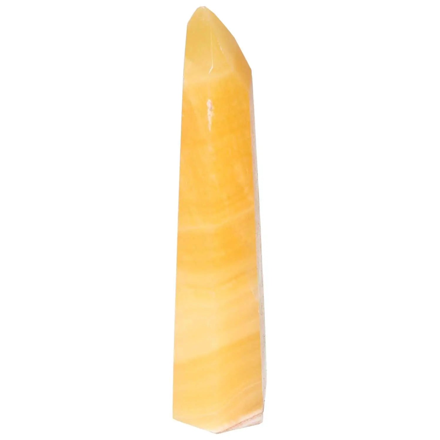 Mexican Calcite Obelisk from Sylvia Crystals, enhancing self-confidence and learning, ideal for positive energy and concentration.