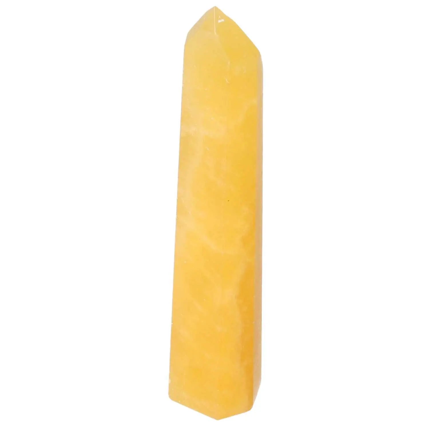 Elegant Mexican Calcite Obelisk from Sylvia Crystals showcasing premium quality and spiritual elegance.