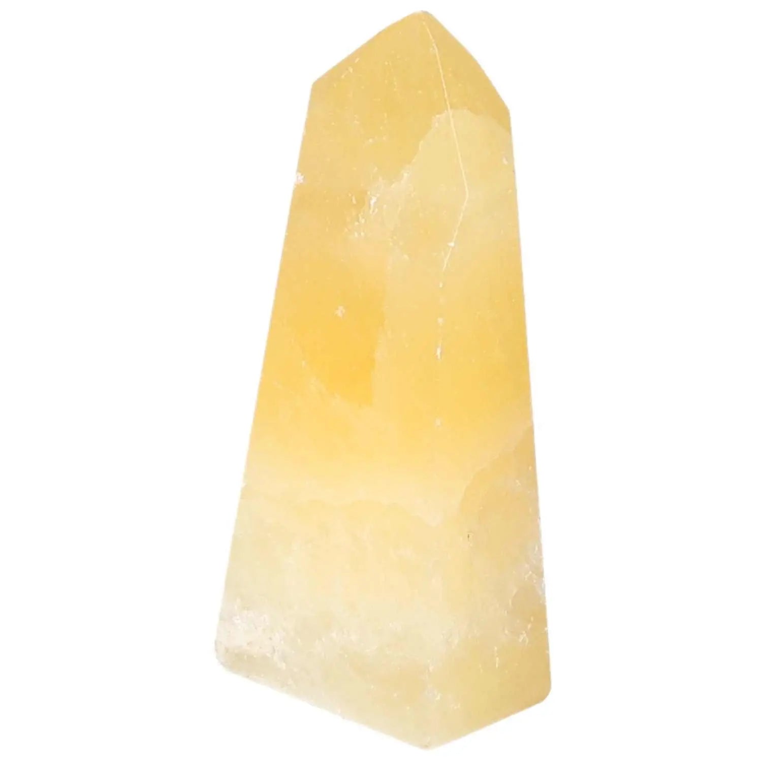 Mexican Calcite Obelisk from Sylvia Crystals, a premium decorative piece with radiant energy, enhancing motivation and confidence.