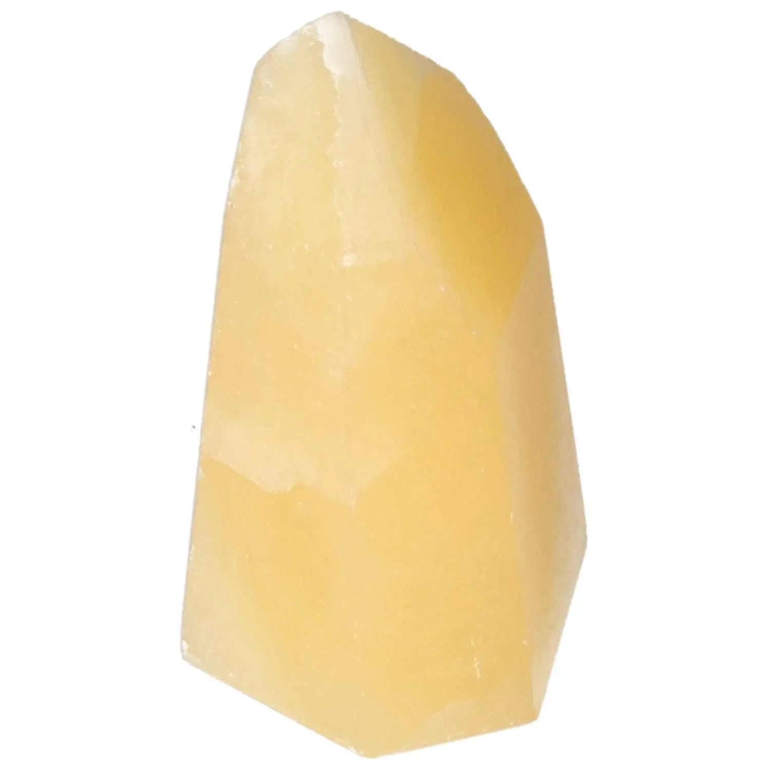 Yellow Mexican Calcite Obelisk from Sylvia Crystals, ideal for enhancing self-confidence and personal growth.