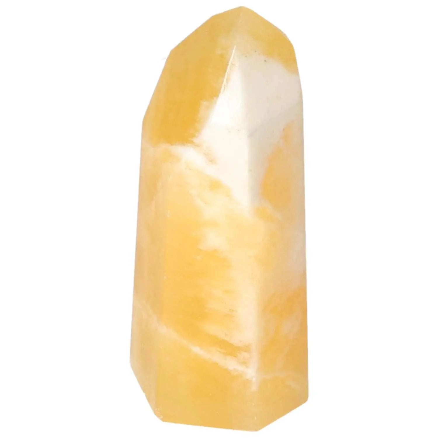 Mexican Calcite Obelisk from Sylvia Crystals, enhancing self-confidence and vitality with its premium craftsmanship.